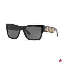 Black And Gold Versace Sunglasses Gold Details Adorn The Temples Of These Versace Sunglasses And Set Them Apart From Your Basic Black Shades Sho Sunglasses Purse Accessories Versace Sunglasses