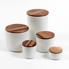 Black kitchen canisters with wood lid for cou. Airtight Stoneware Container With Acacia Lid In White X Small 2 75 X 1 75 Small 3 Coffee Storage Containers Ceramic Kitchen Canisters Coffee Storage