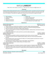 food specialist resume examples  free