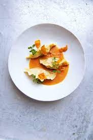 Langoustine And Samphire Ravioli With Bisque And Shaved Bottarga Food And Travel Magazine Food Recipes
