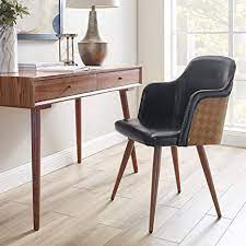 Find customizable bedroom furniture for your decorating style, from mid century modern to traditional decor. Amazon Com Volans Mid Century Modern Leather Upholstered Accent Chair Bentwood Back And Wood Finish Metal Legs Armchair For Home Office Living Room Bedroom Black 1 Pcs Kitchen Dining