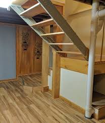 Grey and white hand rail, stairs indoor railing open stairs stairs to basement white stairs attic stairs stairs with landing stairs kitchen black staircase entryway stairs Basement Stair Stringers By Fast Stairs Com