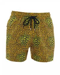 Vilebrequin Mens Moorise Shell Turtles Swimshorts Yellow Trunks