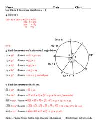 Central, inscribed, interior, and exterior angles. Circles Finding The Measures Of Arcs Central Angles With Variables