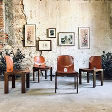 Afra And Tobia Scarpa Red Leather 121 Dining Chairs For Cassina 1965 Set Of 4 For Sale At Fabric Dining Room Chairs Dining Room Chairs Modern Dining Chairs