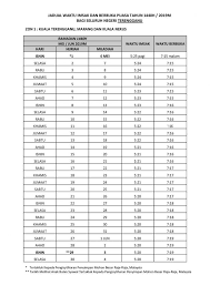 Jadwal imsak tersebut meliputi informasi waktu salat, imsak, dan buka puasa ramadan 2019. Jadual Waktu Berbuka Puasa Dan Imsak Seluruh Negeri Terengganu Tahun 1440h 2019m Rileklah Com