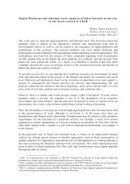Pdf Digital Platforms And Informal Work Analysis Of Labor Lawsuits In The City Of Sao Paulo Related To Uber