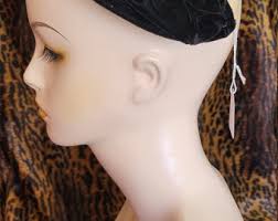 Vintage 50's Debette Gardenia Merrimac Hat Corp. Half Hat Black Velvet and  White Wool