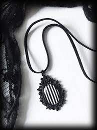 Beetlejuice Necklace Black And White Stripe Pendant Etsy Gothic Jewelry Steampunk Necklace Necklace