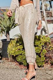 Champagne Sequin Pants Ooh La Luxe
