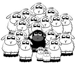 Black And White Sheep Picture Black Sheep In A Crowd Of White Sheeps Sponsored Sheep Black Crowd Sheeps White Ad Black Sheep Sheep Illustration Sheep