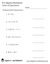 Order Operations Pre Algebra Worksheet Printable Pre Algebra Worksheets Algebra Worksheets Pre Algebra