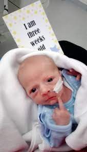 Premature Baby Swears At His Mum In Hilarious Photo Marking Three Week Milestone Storytrender