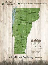 Vermont Art Print Vermont Map State Signs State Parks Map Etsy State Parks Vermont Wedding Rv Decor