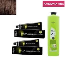 loreal professionnel inoa hair colour tubes 2 tubes no 4 brown 1 pc developer 20 vol 1000 ml