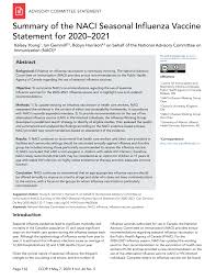 Be aware of two new influenza vaccine licensures: Pdf Summary Of The Naci Seasonal Influenza Vaccine Statement For 2020 2021