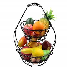 With round feet to prevent your fruits from touching the table a chained hanging 3 tier metal rack fruit basket that you can split into three single baskets. 2 Tier Fruit Bowl Assembled Metal Fruit Storage Basket Buy Wire Fruit Basket 2 Tier Wire Fruit Basket Metal Fruit Basket Product On Alibaba Com