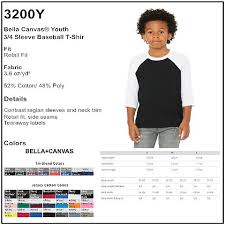 Personalize Bella Canvas 3200y Youth 3 4 Sleeve Baseball Tee