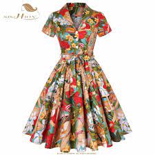 Hot promotions in red floral pattern vintage dress on aliexpress think how jealous you're friends will be when you tell them you got your red floral pattern vintage dress on aliexpress. Sishion 50s 60s Retro Vintage Dress Short Sleeve Car And Beauty Pattern Floral Print Elegant Women Plus Size Summer Dress Sd0002 Dresses Aliexpress