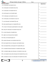 The writing of numbers in english follows some syntactic rules. Writing Numbers Through 1 Million Worksheet With Answer Key Printable Pdf Download