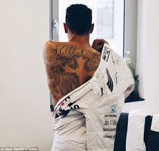Lewis Hamilton Gets Inked In New York With Massive New Shoulder Tattoo Daily Mail Online