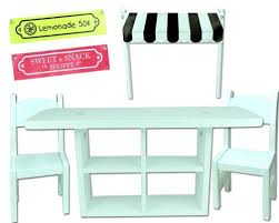 18 Inch Doll Concession Table Painted White 2 White Chairs 3 Interchangeable Signs 2 Removable Poles Perfe Painted Table White Chair 18 Inch Doll Furniture
