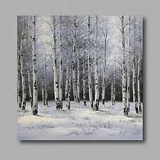 Black And White Birch Tree Wall Art Ready To Hang Stretched Hand Painted Oil Painting Canvas Wall Art Silver Birch Canvas Painting Birch Tree Art Tree Painting Canvas