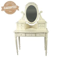 Has a tilting mirror and multiple drawers. Solid Mahogany Wood Dressing Table With Mirror And Drawers Antique Reproduction Design White