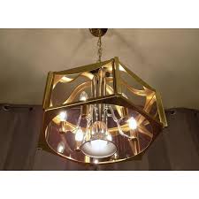 Vintage Fredrick Ramond Brass Chrome Glass Ceiling Light Fixture Chairish