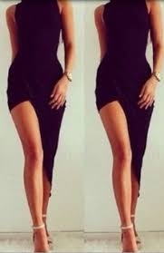 Black Lulu Dress One Leg Sleeve Dress One Open Leg Dress Kerst Outfit Outfits Kleding