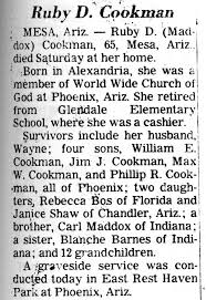 Ruby Doris Maddox Cookman (1920-1985)