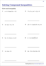 10 8 n 4 7. Compound Inequalities Worksheets