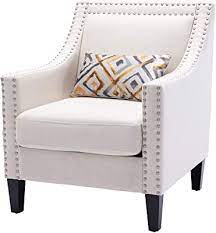 Check out our mid century armchair selection for the very best in unique or custom, handmade pieces from our living room furniture shops. Amazon Com Dolonm Accent Chair With Arms Mid Century Modern Decorative Side Chair Upholstered Reading Chair With Wood Legs Nailhead Studded Wingback Linen Fabric Chair For Living Room Bedroom Beige Kitchen Dining