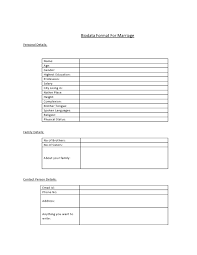 Personal / bride details of (full name of candidate with nick and title name ) name : Biodata Format For Marriage
