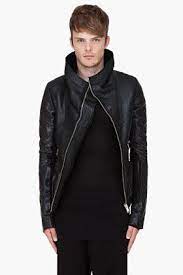 Rick Owens Black Leather Stag Bomber Jacket For Men Ssense Black Leather Bomber Jacket Leather Jacket Men Leather Outerwear