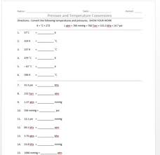 Try these worksheets to practice converting temperatures between celsius and kelvin scales using the fact 0 degrees celsius is equal to 273.15 kelvin. Pressure And Temperature Unit Conversions Worksheet By Franzscience