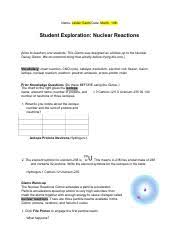 Nuclear decayr answer key n: Nuclear Reactions Gizmo Assignment 1 Pdf Name Jaiden Santo Date March 19th Student Exploration Nuclear Reactions Note To Teachers And Students This Course Hero