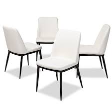Minerve White Faux Leather Dining Chair Set Of 4 Faux Leather Dining Chairs Leather Dining Side Chairs White Dining Chairs