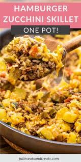 This hamburger and zucchini skillet is loaded with zucchini, ground beef, brown rice, green pepper, and tomatoes. Hamburger And Zucchini Skillet Julie S Eats Treats