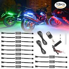Motorcycle Rgb Led Light Kit Tsv 12x Remote Motorcycle Decoration Light With Wireless Remote Controller 6smd Waterproof Motorcycle Lighting Static Color Flash Breathing Strobe Mode Walmart Com Walmart Com
