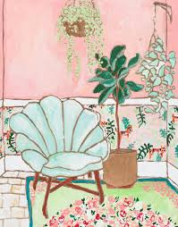 Walmart.com has been visited by 1m+ users in the past month Jungle Room Mint Green Velvet Art Deco Shell Chair In Warm Pink Interior Painting By Lara Meintjes Saatchi Art
