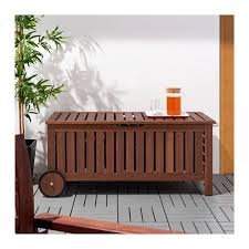 Applaro Storage Bench Outdoor Brown Stained Brown Width 50 3 8 Ikea Outdoor Storage Bench Bench With Storage Storage Bench