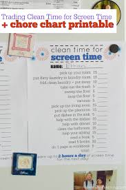 clean time for screen time free chore chart printable