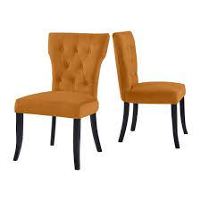 Zomba green velvet dining chair (set of 2) by furniturer (8) new. Handy Living Sirena Upholstered Dining Chairs In Mustard Gold Velvet Set Of 2 Dc2 Vbf24 164 The Home Depot
