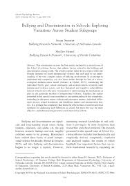 Pdf Bullying And Discrimination In Schools Exploring Variations Across Student Subgroups