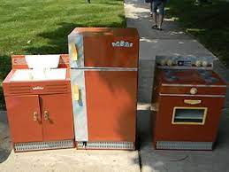 Maybe you would like to learn more about one of these? Image Detail For Vintage 1960 S Life Size Brown Metal Kitchen Play Set Stove Sink Frig Nostalgic Toys The Good Old Days Retro Toys