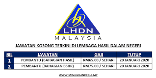 Lembaga hasil dalam negeri is a financial service and services company based out of inland revenue board of malaysia hasil tower, cyberjaya lembaga hasil dalam negeri is in the sectors of: Jawatan Kosong Terkini Pembantu Hasil Dan Bshr Di Lhdn Tarikh Tutup 20 Januari 2020