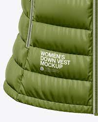 Download Matte Women S Down Vest W Hood Mockup Front View In Apparel Mockups On Yellow Images Object Mockups