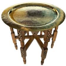 Lamp moroccan table brass light handmade style vintage lantern mid decor diy. Vintage New Moroccan Tray Tables For Sale Chairish