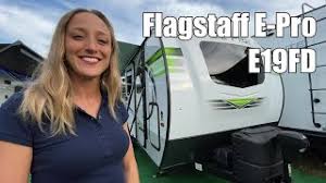 Inside you'll find a very comfortable couch with recliner type footrests that gives you a lot of room to maneuver around the camper. Forest River Flagstaff E Pro 19fd Youtube